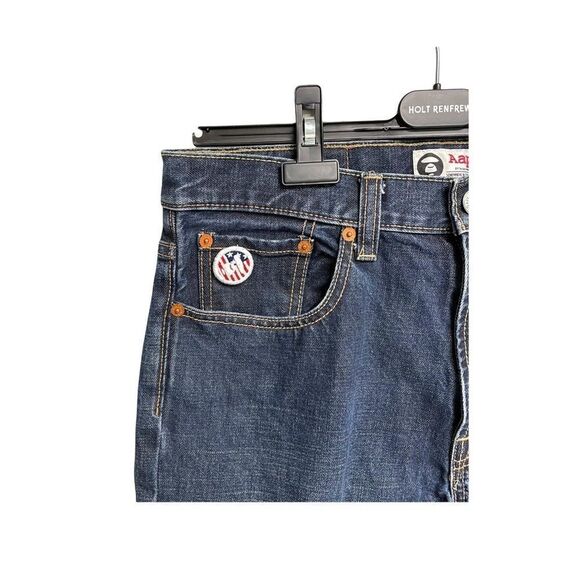 AAPE BY A BATHING APE BAPE Men’s Denim Jeans Embellished American Flag Blue 32 - Picture 5 of 8